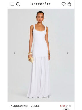 Women's RETROFÊTE Kennedi Knit Maxi Dress in White, Size M